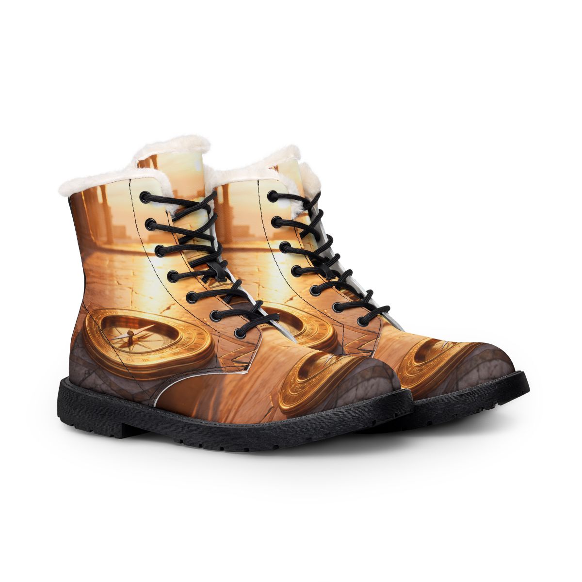Women's Fur & Leather Boots - Golden Meridian | Echovira...