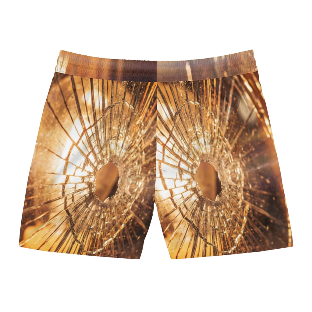 Men's Mid-Length Swim Shorts - Fractured Light Aesthetic......