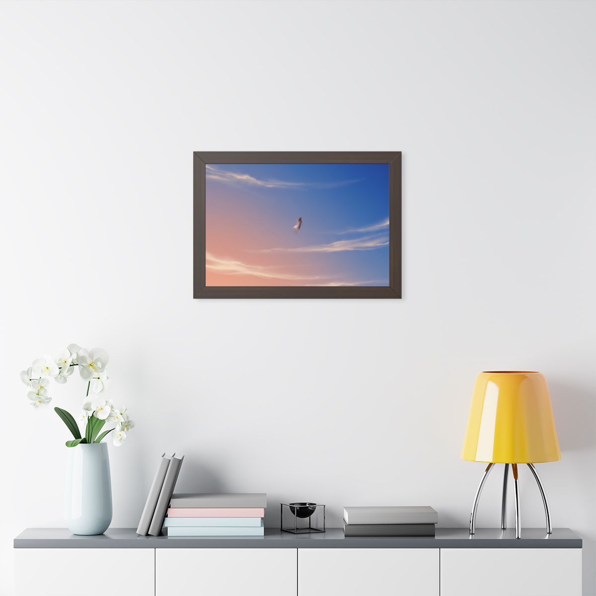 Framed Horizontal Poster - Horizon Sky Calm — Walnut (14×11...