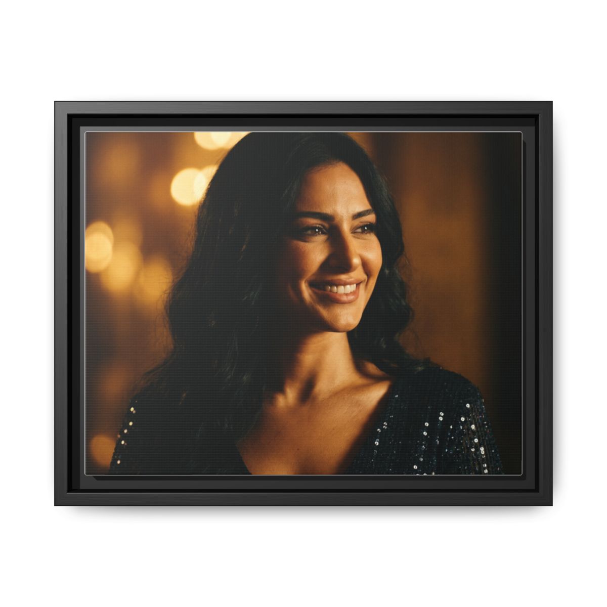 Framed Canvas Art - Golden Glamour — Black / 1.25"