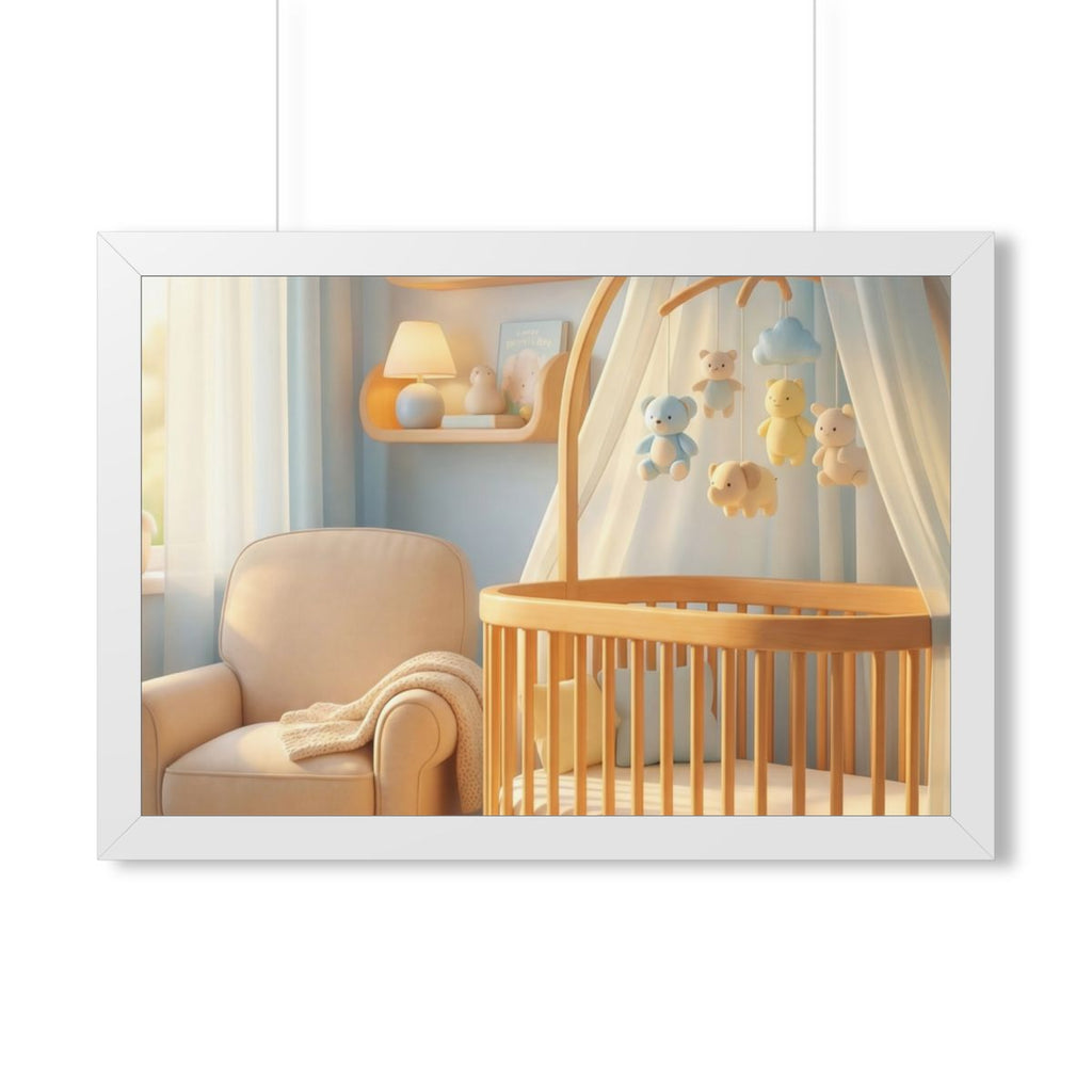Framed Horizontal Poster - Dreamy Serene Nursery Art — White...