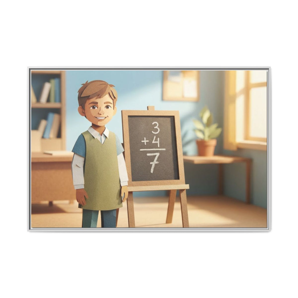 Matte Canvas Framed - Classroom Math Paper Art — White /......
