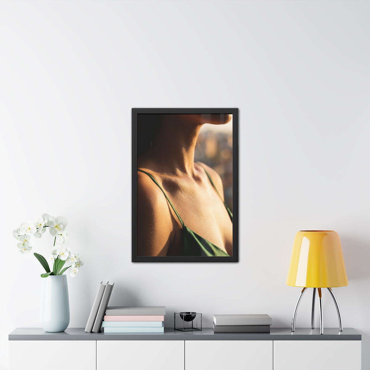 Golden Hour Framed Poster - Elegant Sunkissed Art — Portrait...