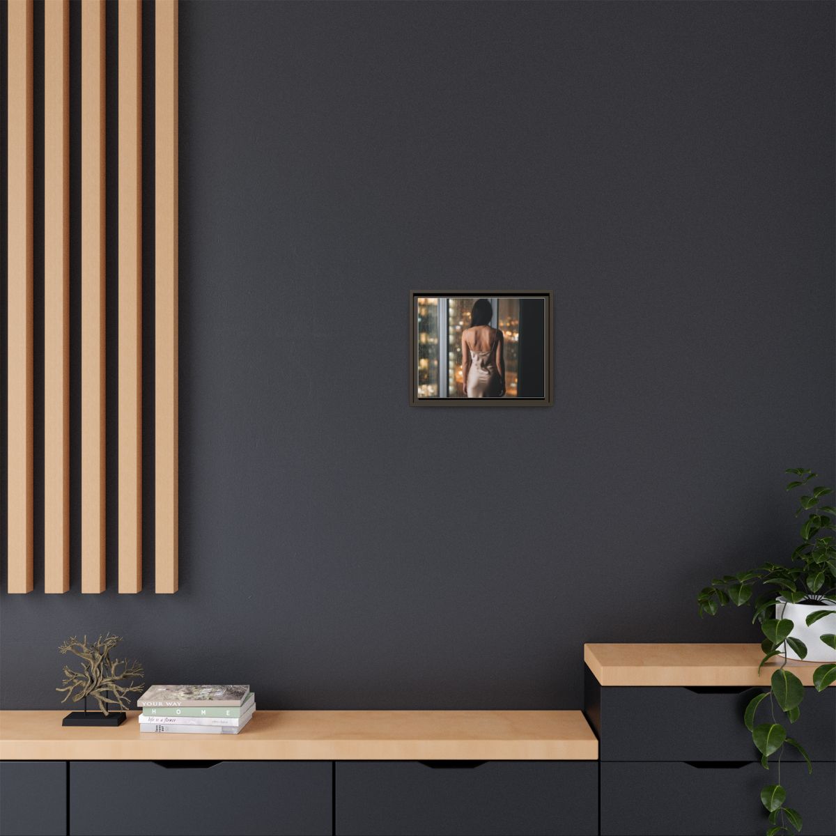 Framed Canvas - Midnight Rain Masterpiece — Espresso / 1.25"