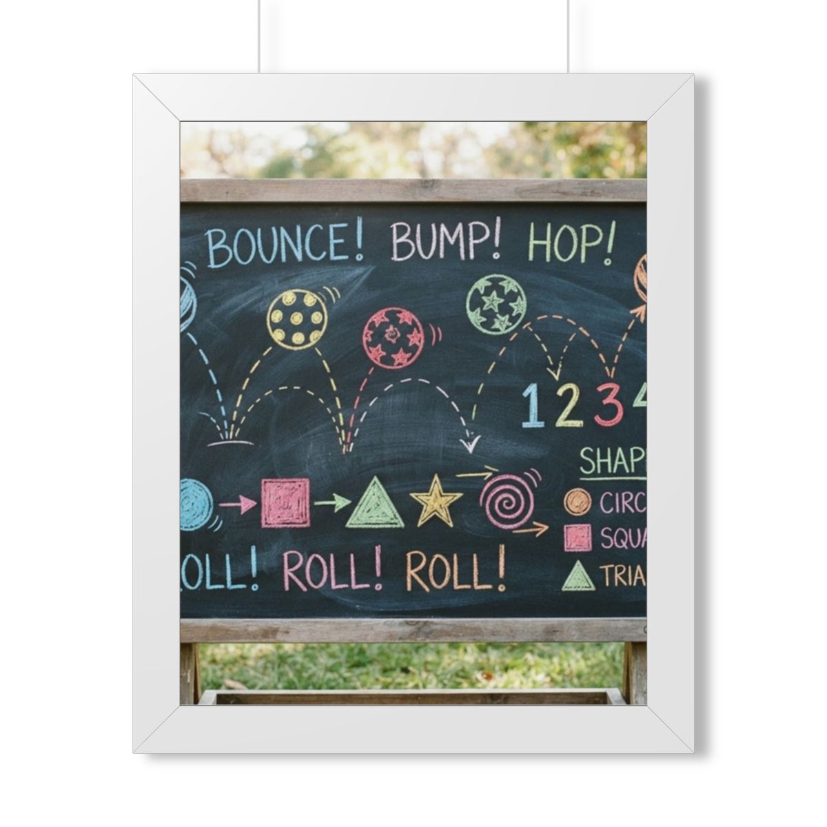 Framed Vertical Poster - Chalkboard Playground — White... |...