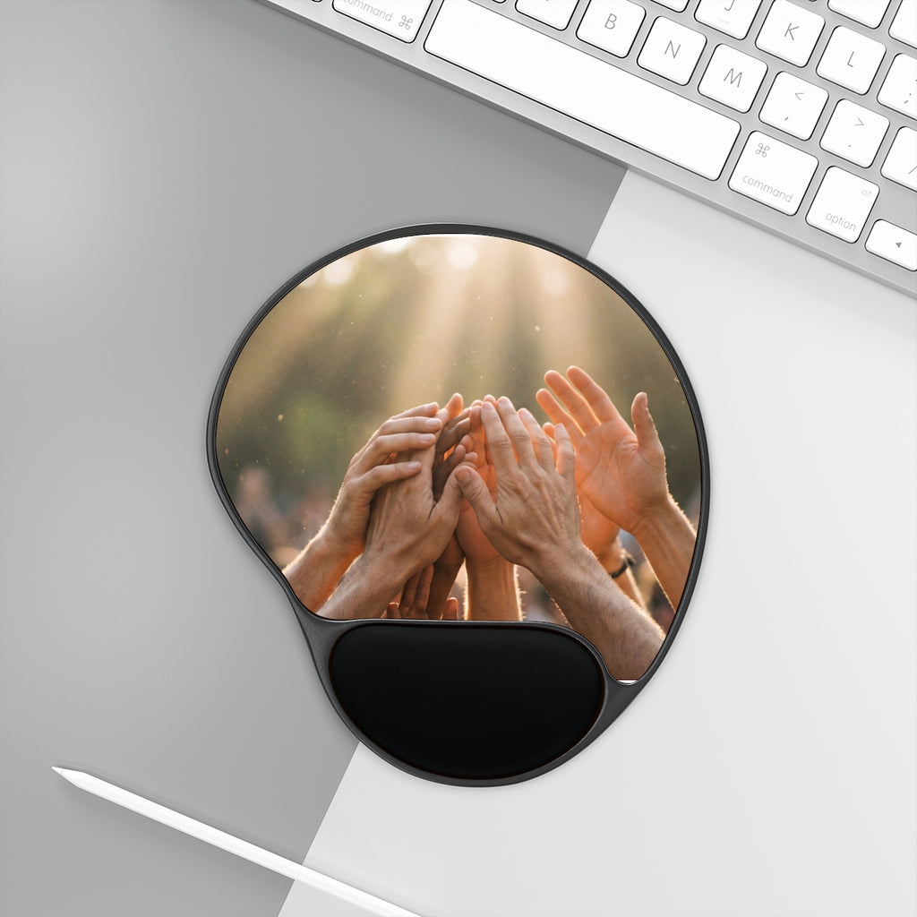 Mouse Pad With Wrist Rest - Golden Rays of Unity Wall Art |...