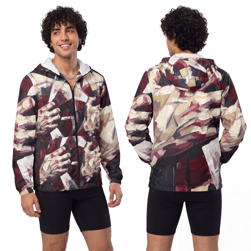 Men's Windbreaker Jacket - Crimson Resonance | Echovira...