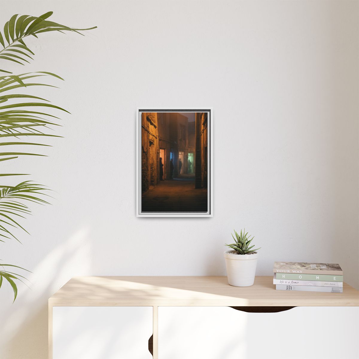 Matte Canvas, Framed - Shadowed Alleyway Mystery Art Print...