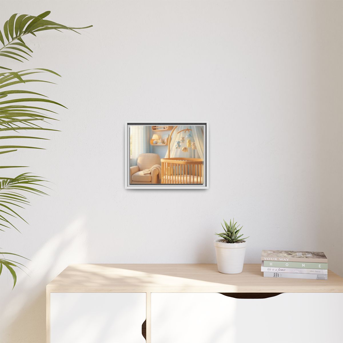 Matte Canvas, Framed - Dreamy Serene Nursery Art — White /...