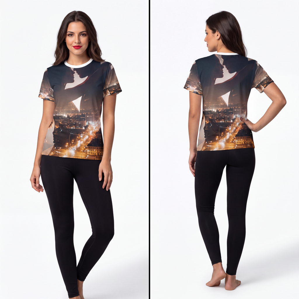 Unisex Cut & Sew Tee - Midnight City Skyline | Echovira...
