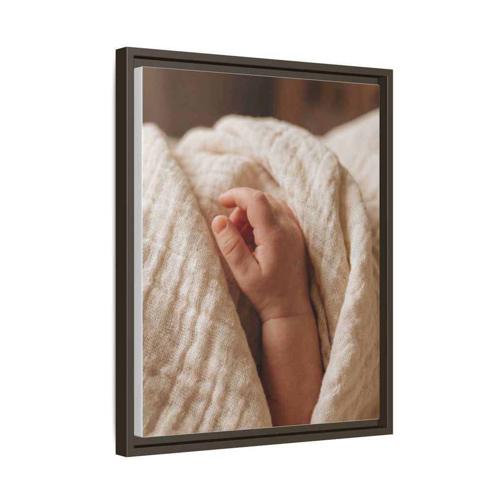 Framed Matte Canvas - Tender Newborn Hand (8×10, 9×12, 11×14, 12×16, 10×20, 12×18, 16×20, 16×24, 18×24, 12×36, 20×24, 16×32, 20×30, 24×30, 24×32, 16×48, 24×36, 24×48, 30×40, 20×60, 32×48, 30×60 & 40×60)