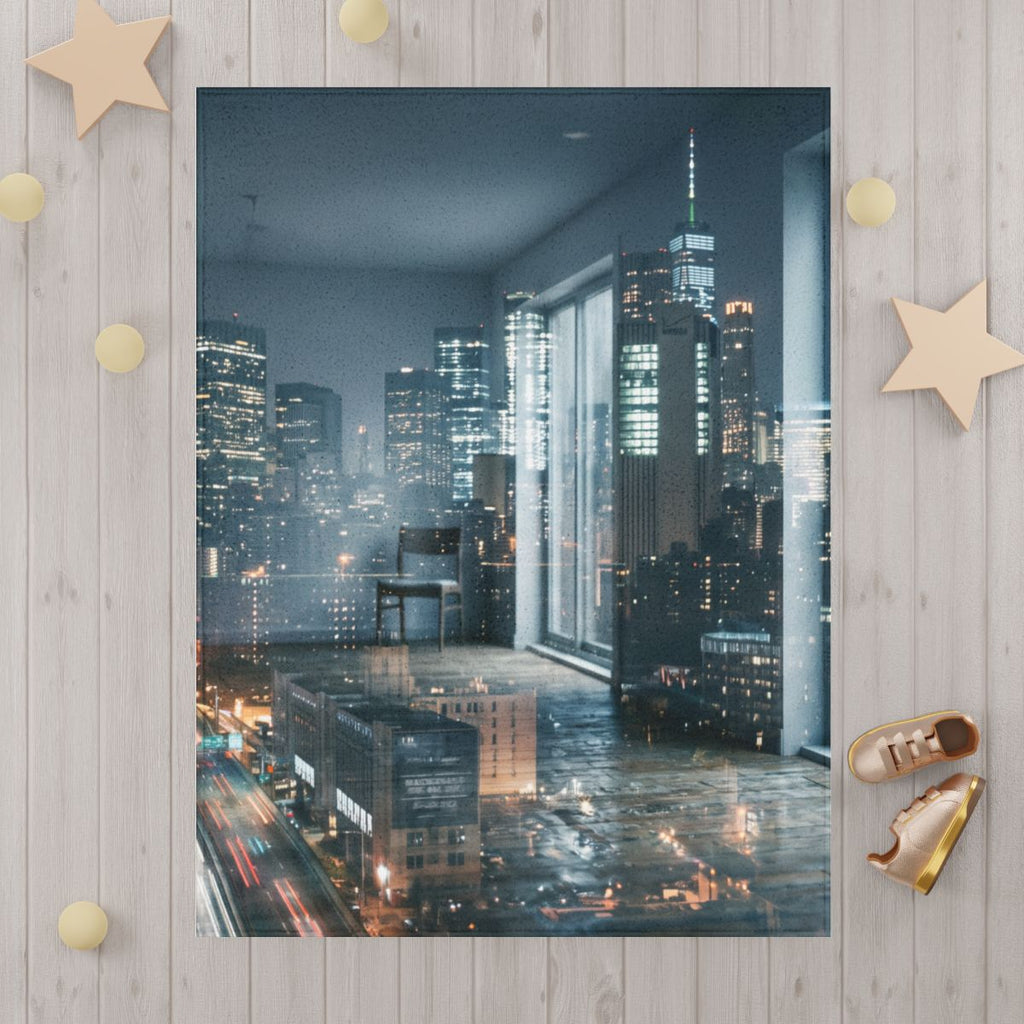 Toddler Blanket with Midnight City Skyline