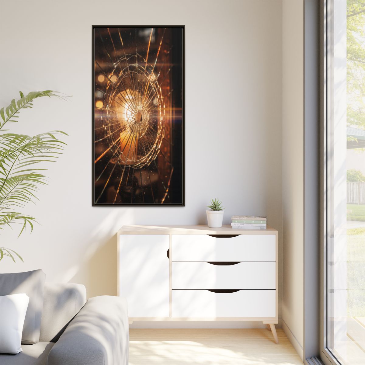 Matte Canvas, Framed - Golden Fractured Art — Espresso /......