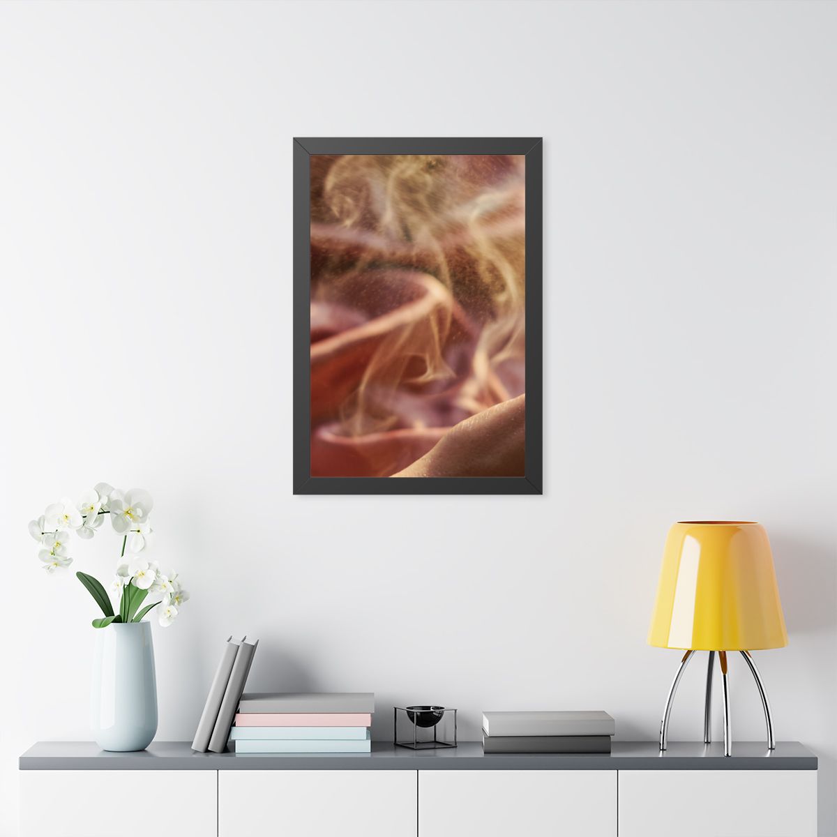 Framed Vertical Poster - Golden Mist Perfume Ritual Art —......