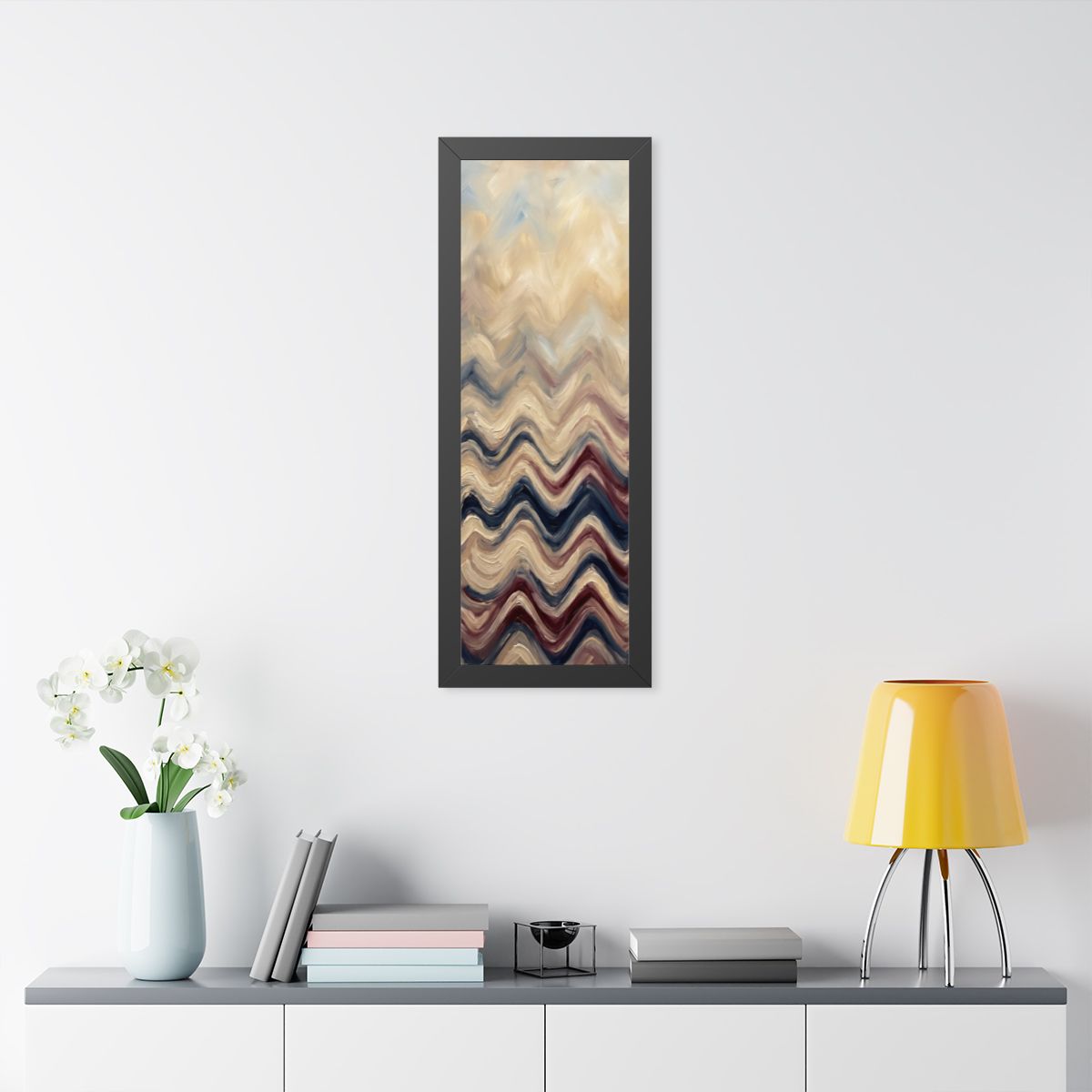 Framed Vertical Poster - Earth Chevron Wave — Black (11×14...