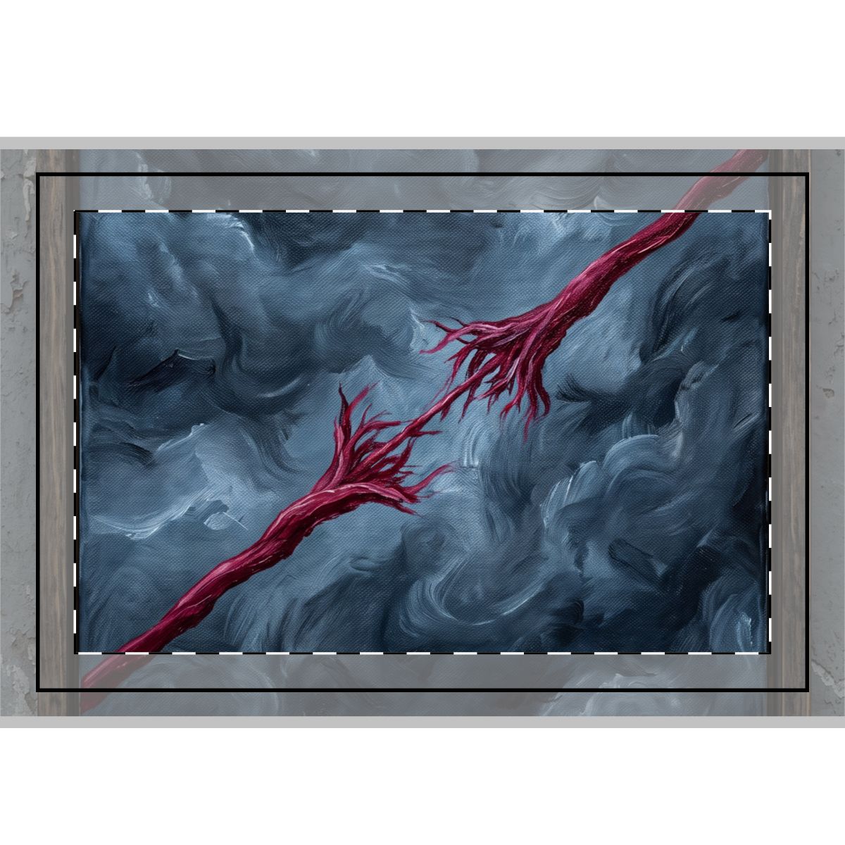 Hand Flag with Crimson Tether Abstract Art
