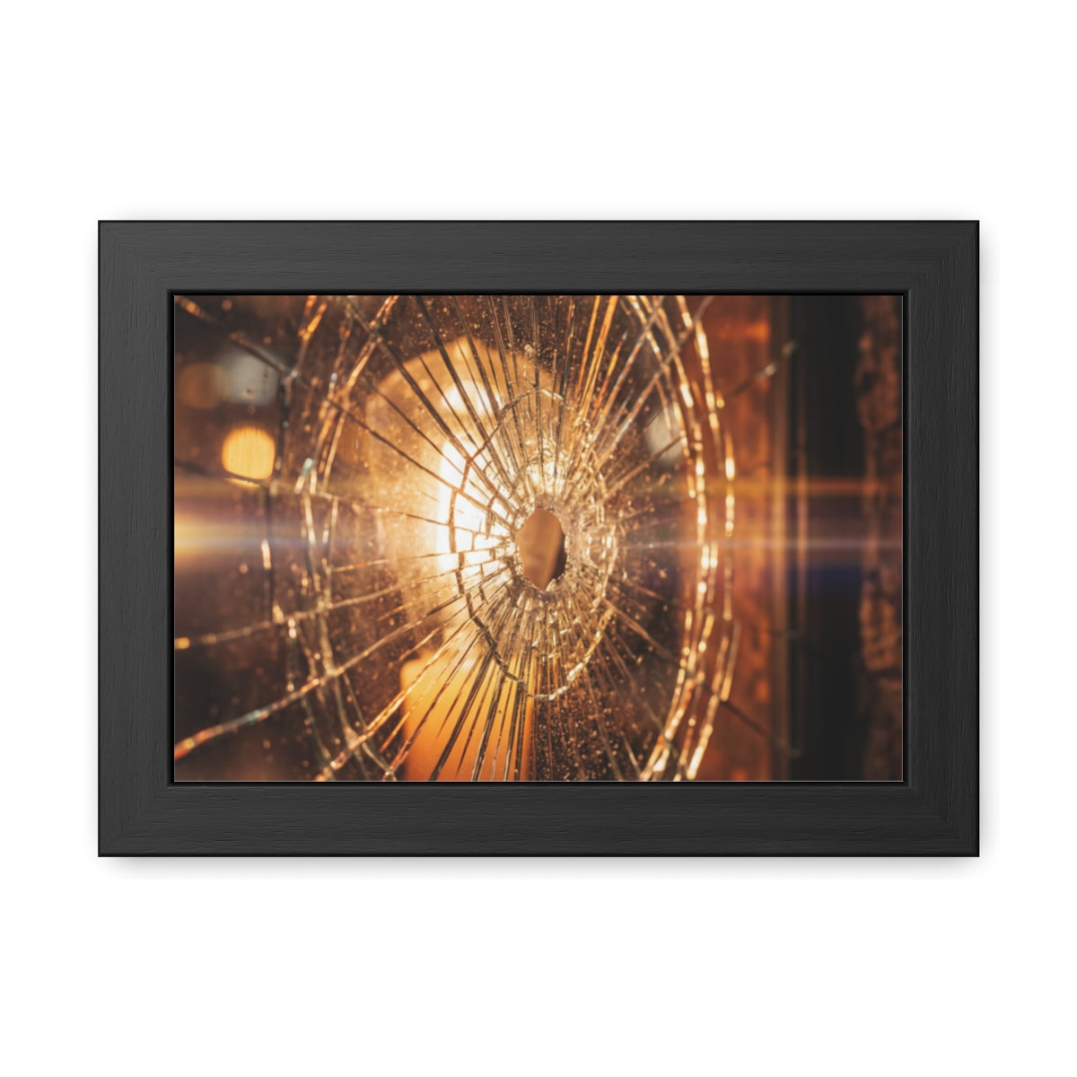 Framed Poster - Moody Fractured Glass — Landscape
