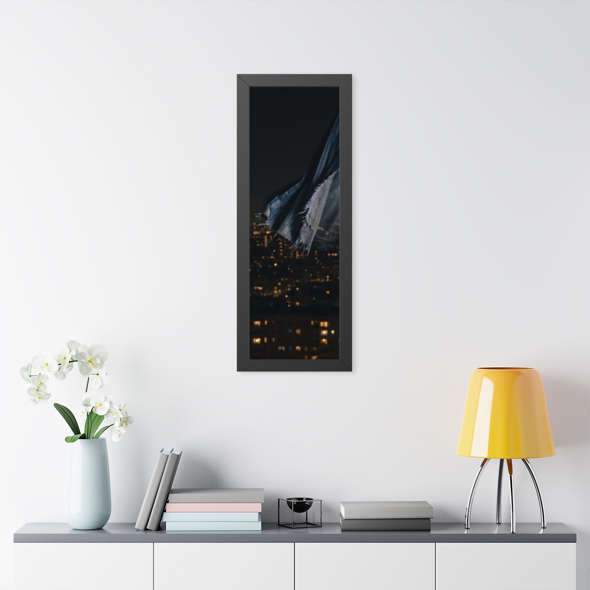 Framed Vertical Poster - City Lights Nocturne — Black... |...