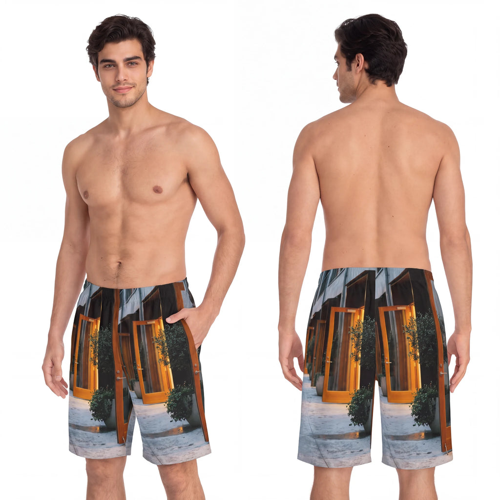 Men's Board Shorts - Twilight Promenade | Echovira Gallery