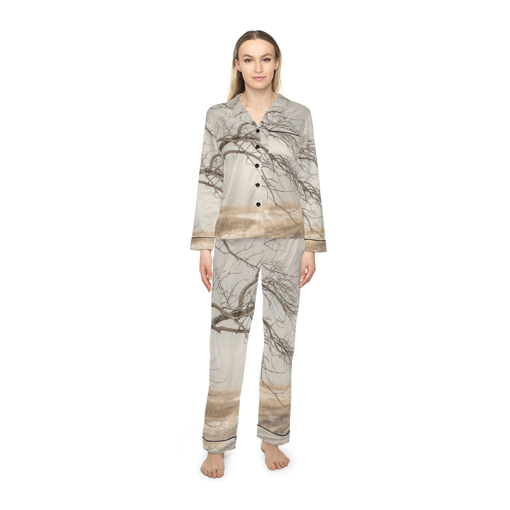 Women's Satin Pajamas - Winter Branch Solitude Landscape |...