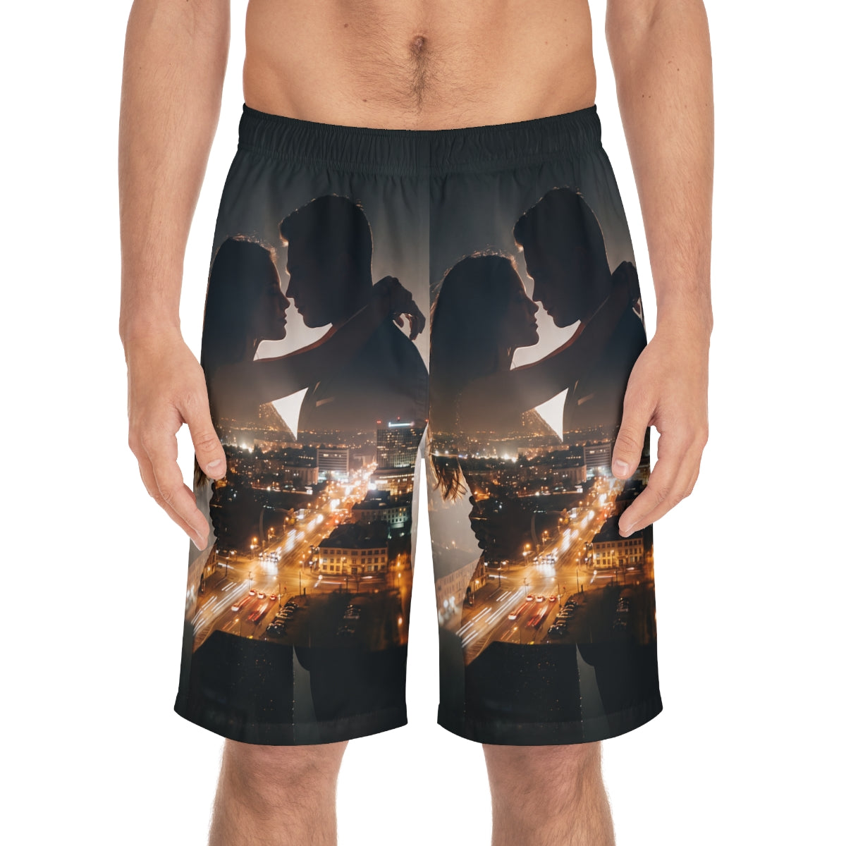 Men's Board Shorts - Midnight City Skyline | Echovira...