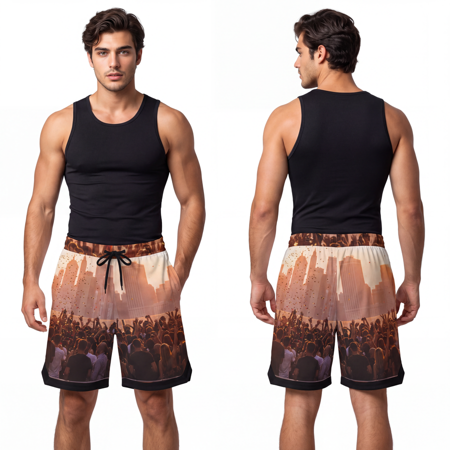 Men's Basketball Rib Shorts - City Lights