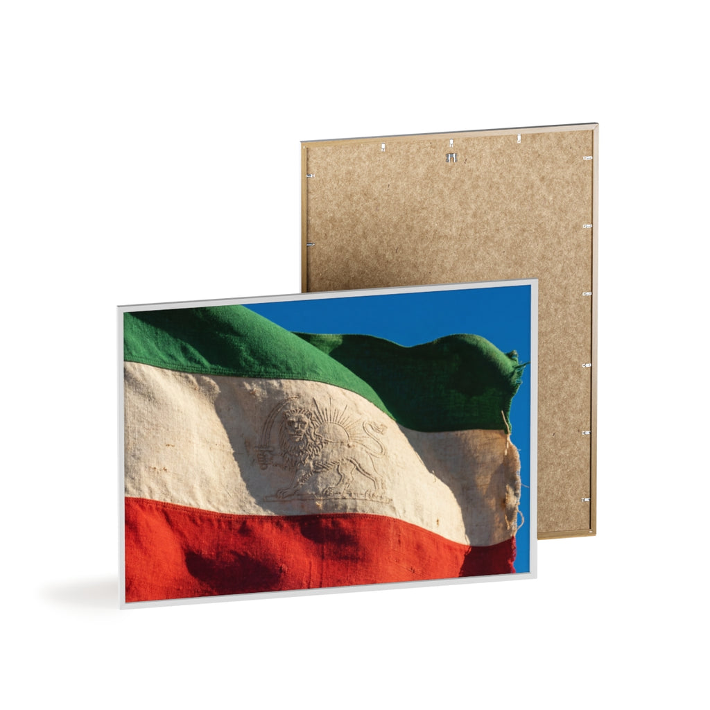 Wood Framed Poster - Vintage Flag — Landscape