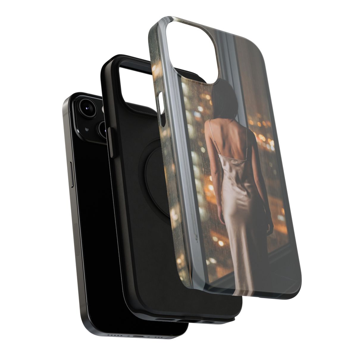 Impact-Resistant Apple iPhone Cases - Rainy City Lights Silk Gown | iPhone 17 Pro Max, 17 Pro, 17 Air & More