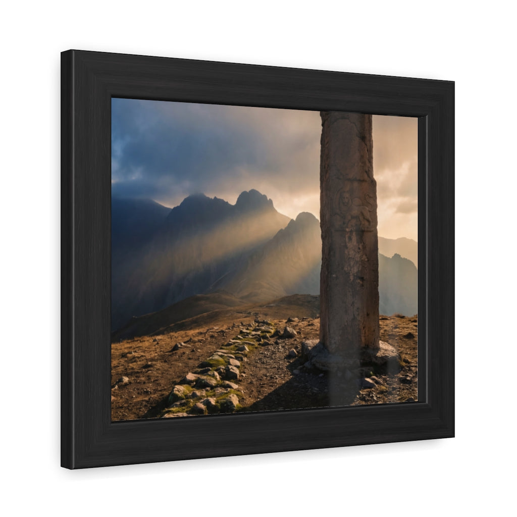 Framed Poster - Ancient Lion & Sun — Landscape