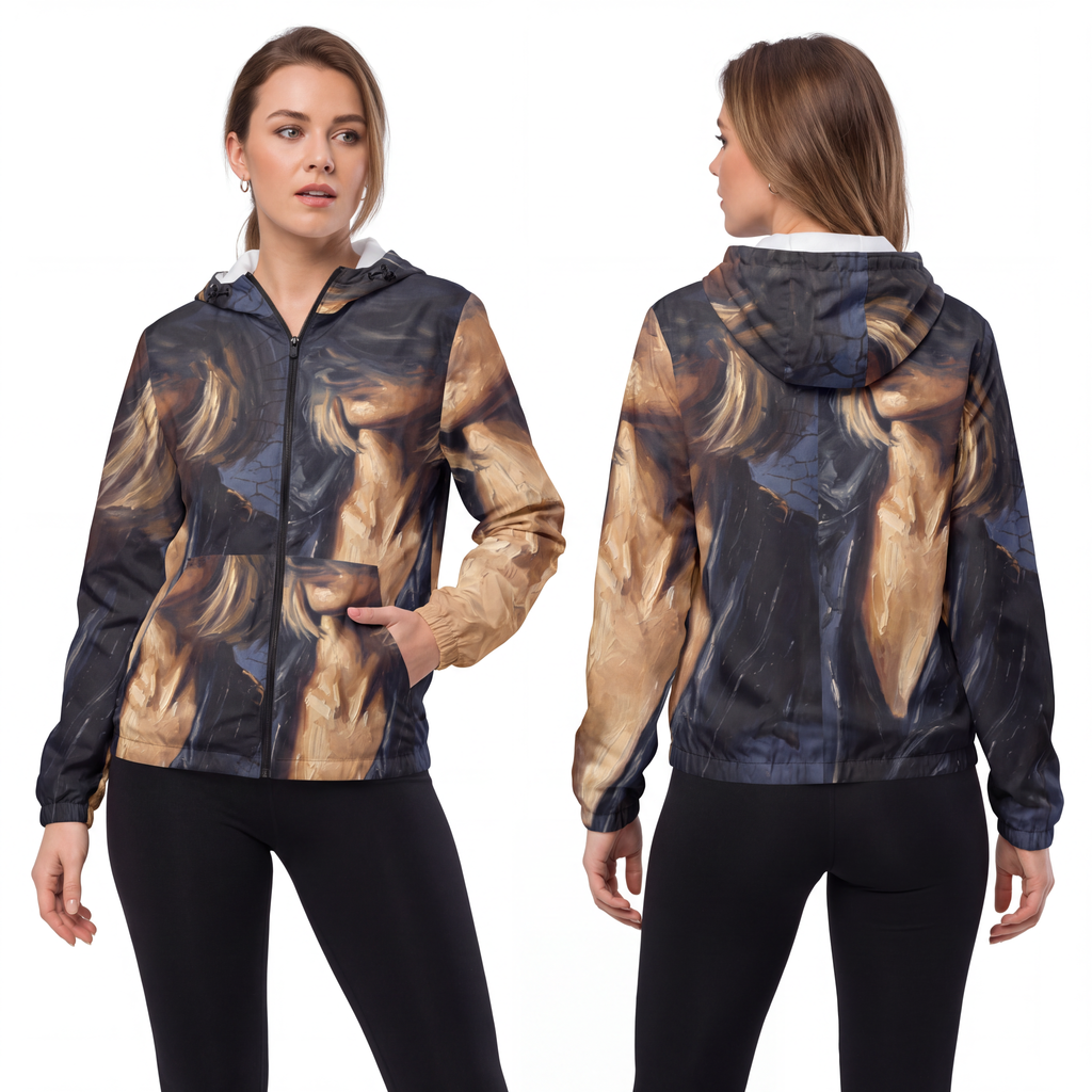 Windbreaker Jacket - Fractured Noir | Echovira Gallery