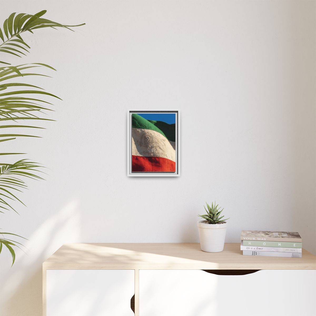 Framed Canvas Art - Distressed Flag — White / 1.25"