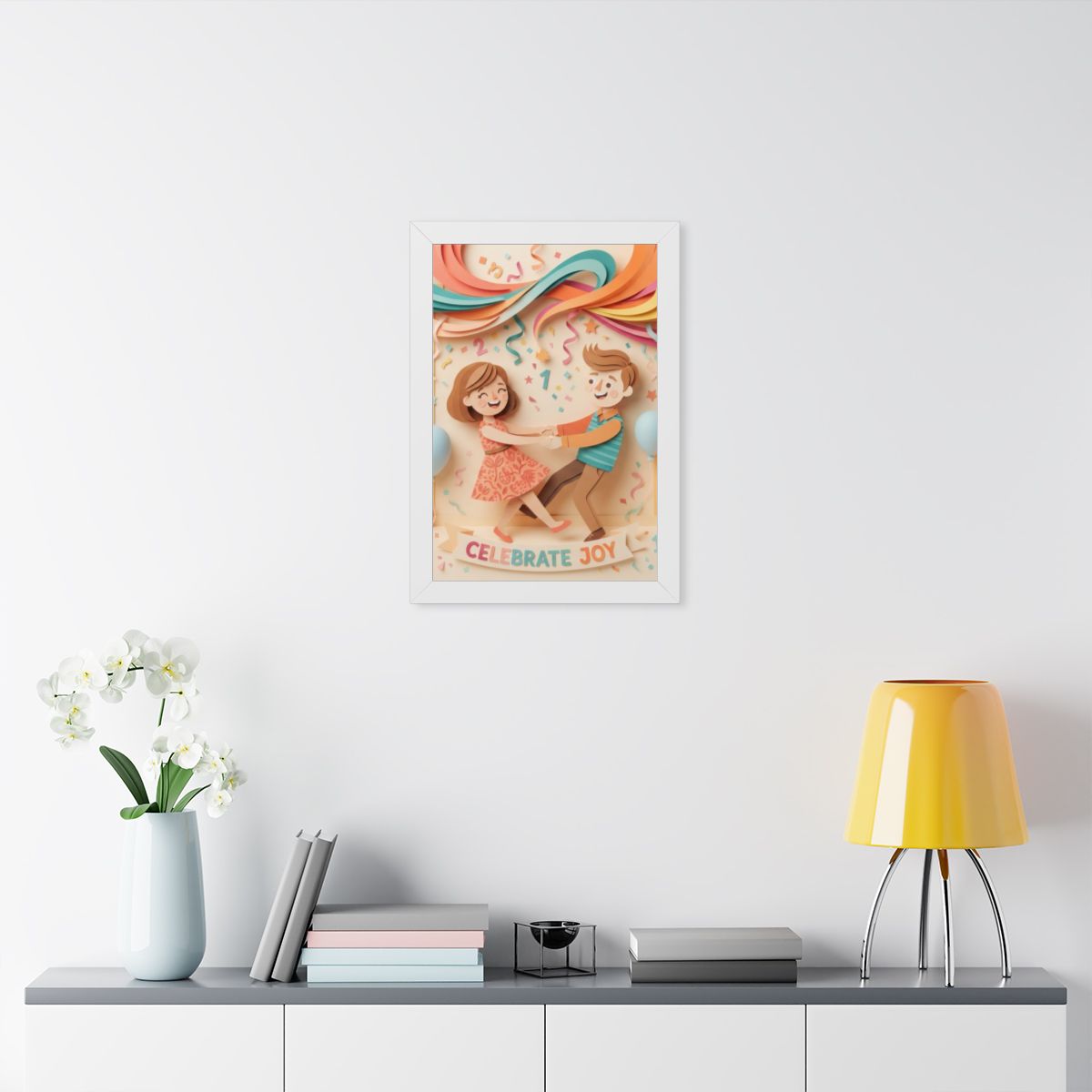 Framed Vertical Poster - Celebrate Joy Papercut Art... |...