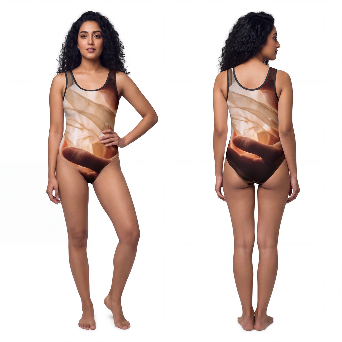 Women's Classic One-Piece Swimsuit - Golden Veil | Echovira...