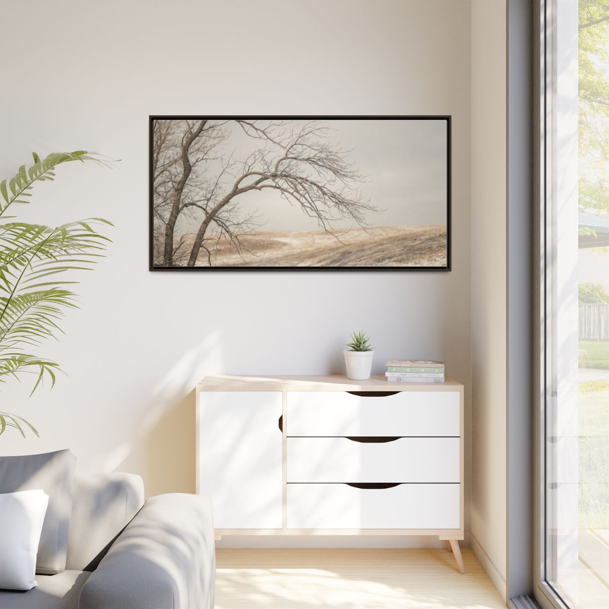 Matte Canvas, Framed - Winter Branch Solitude Landscape —......