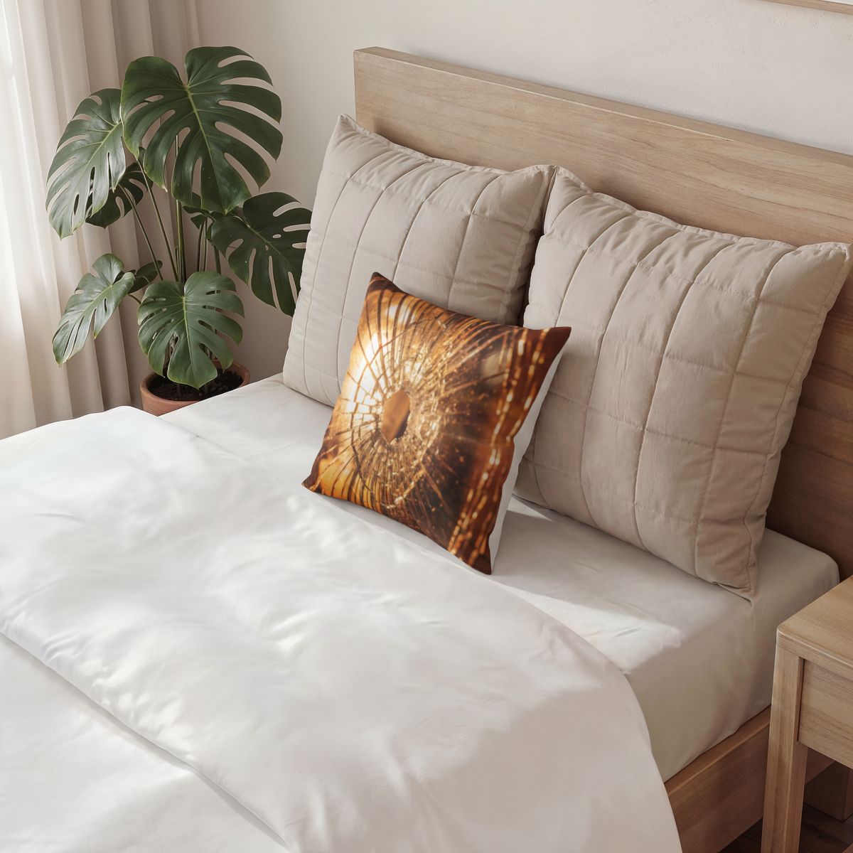 Poly Velvet Pillow - Golden Fractures Cinematic Art - Moody...
