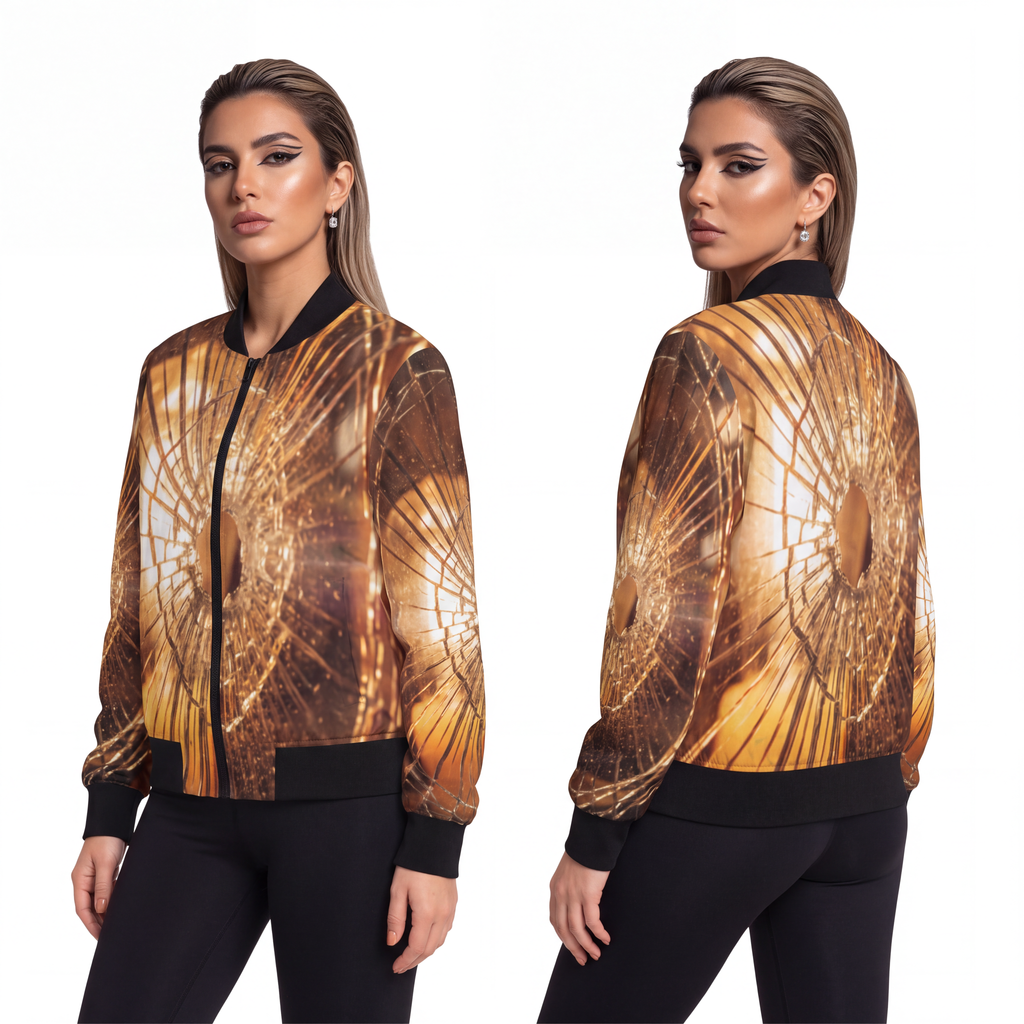 Women's Bomber Jacket - Shattered Light | Echovira Gallery