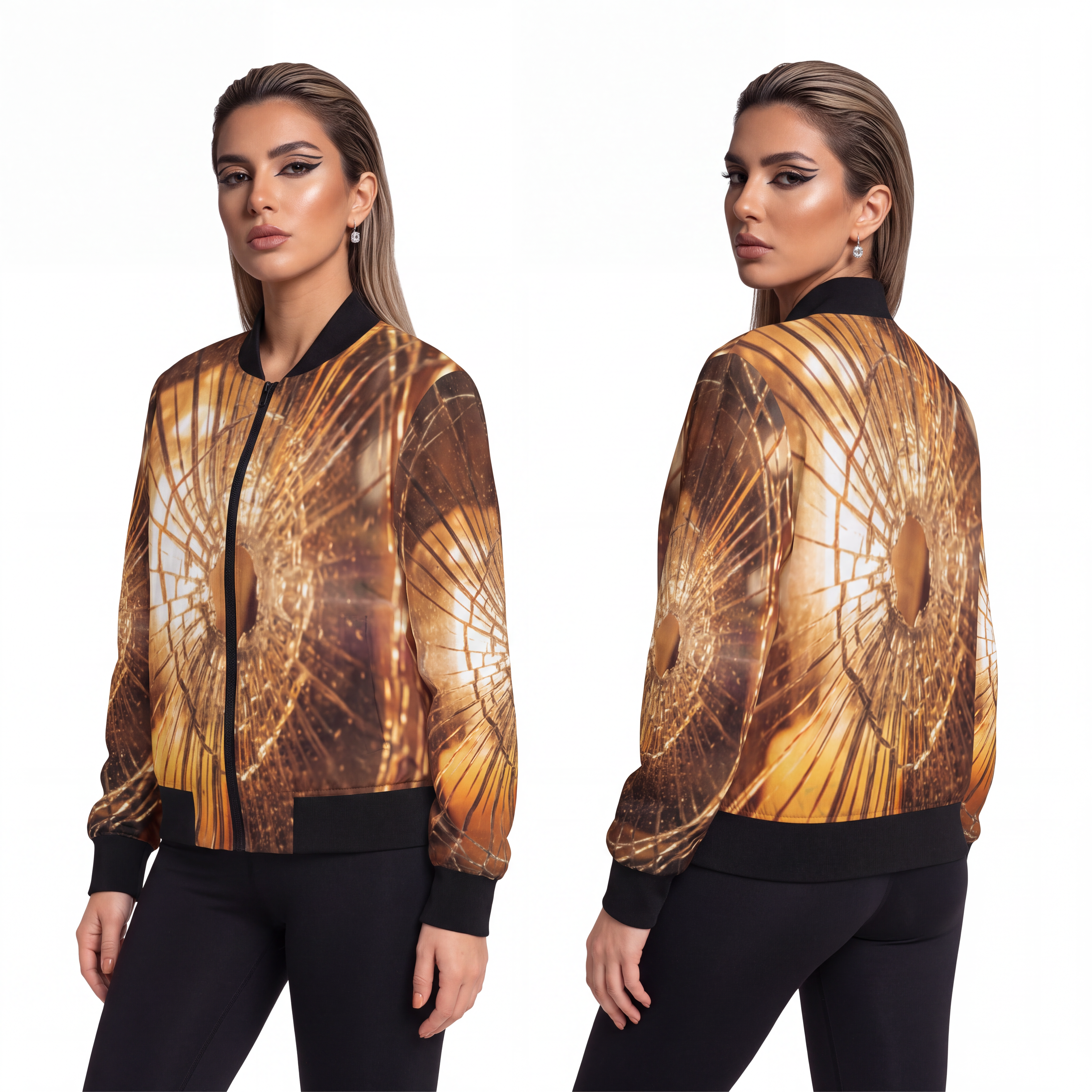 Women's Bomber Jacket - Shattered Light | Echovira Gallery