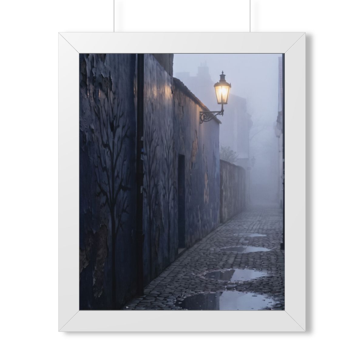 Framed Vertical Poster - Cobblestone in Mist — White (11×14...