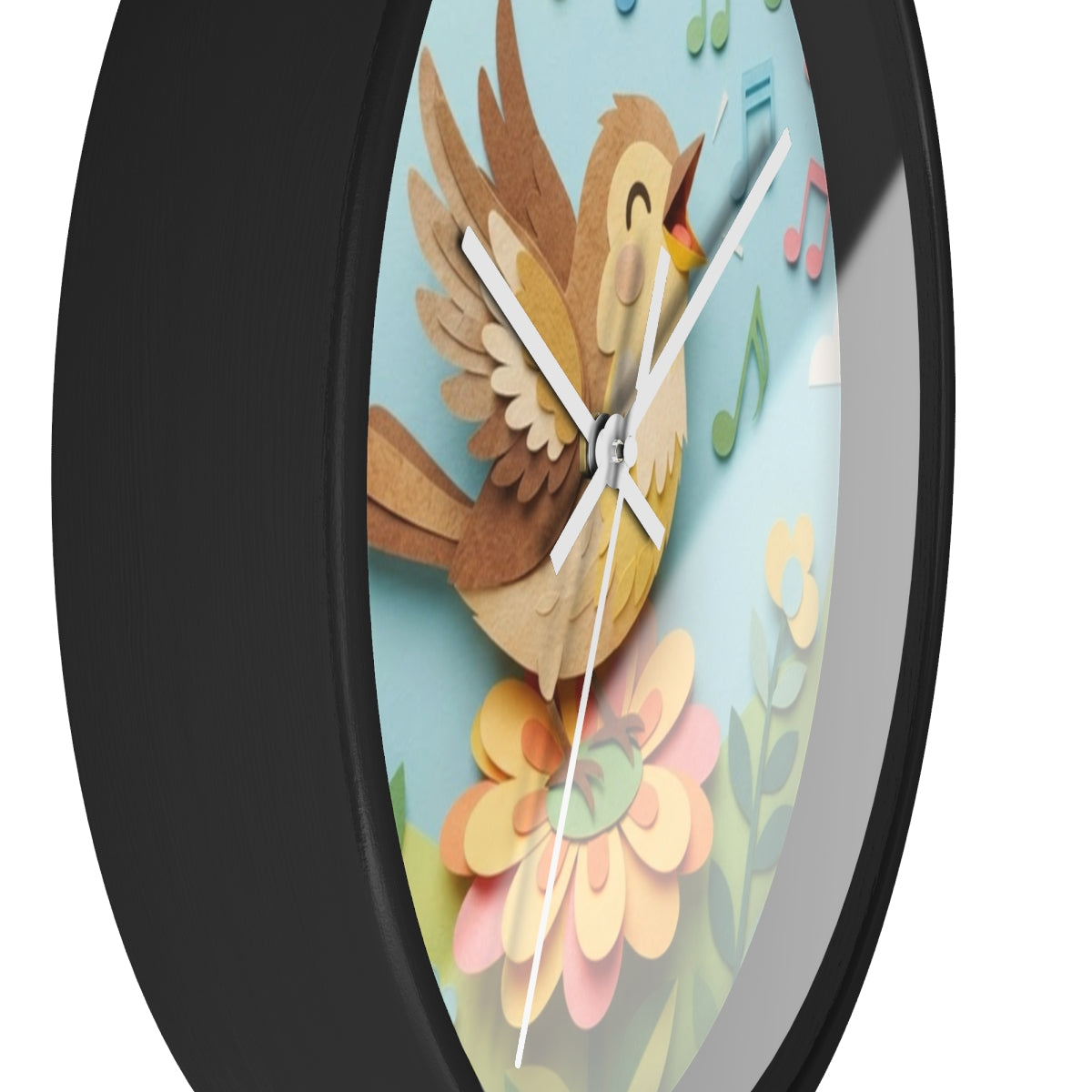 Wall Clock - Papercraft Nightingale Happy Garden Art |...
