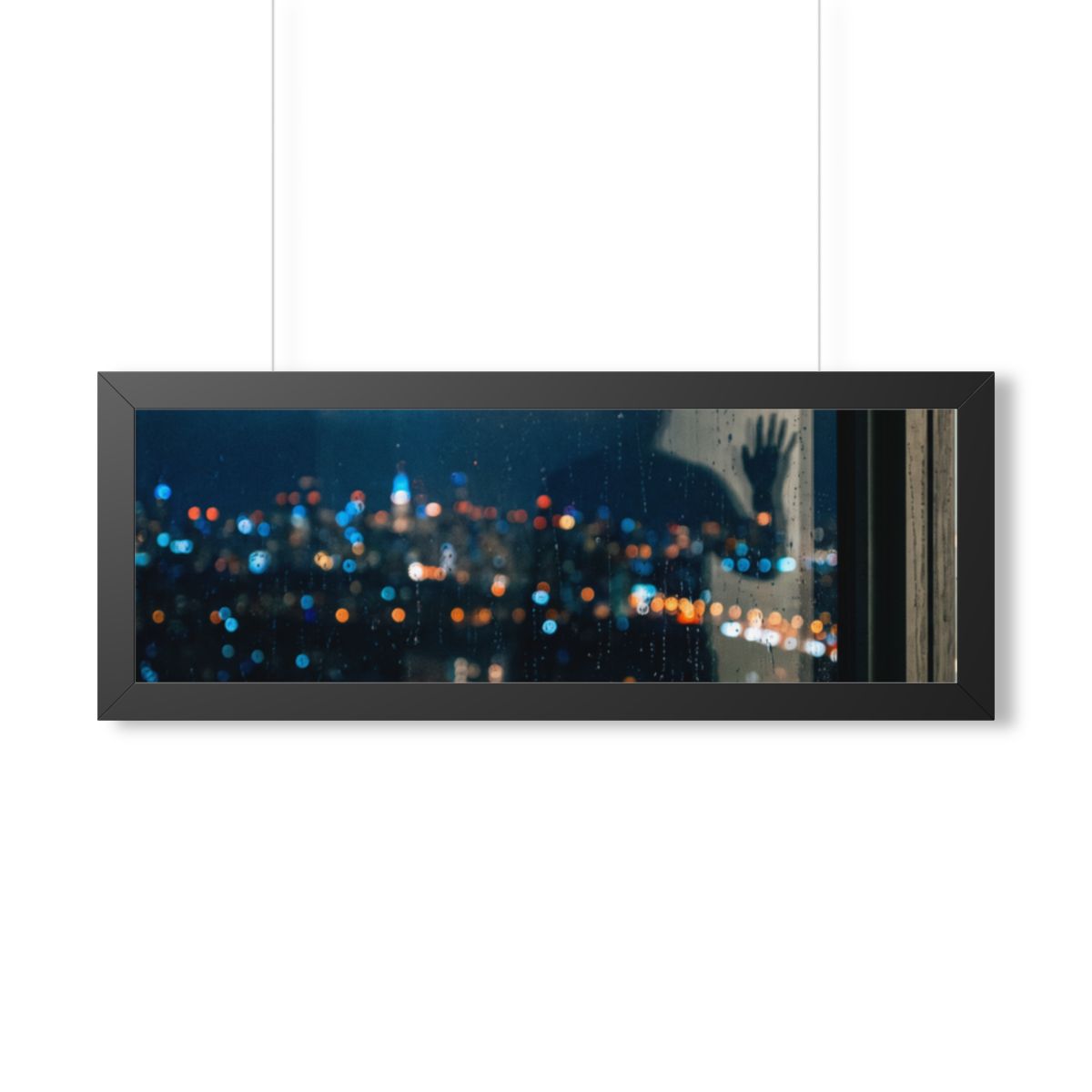 Framed Horizontal Poster - Rainy City Solitude — Black... |...