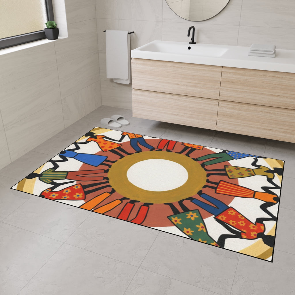 Heavy Duty Floor Mat - Unity Mandala Folk Art | Echovira...