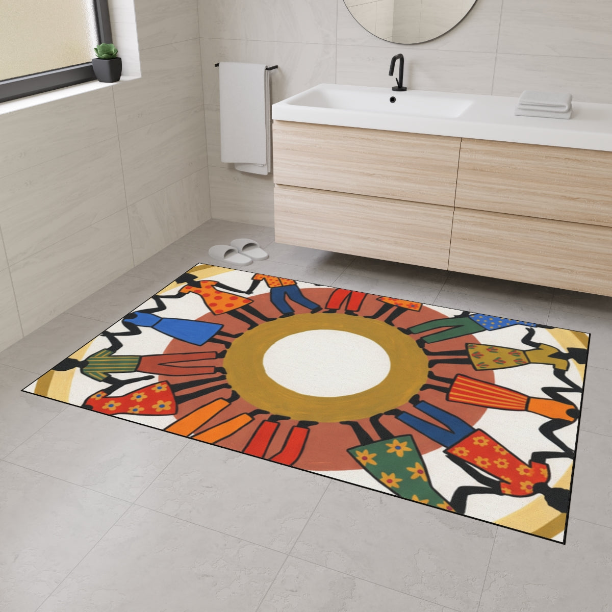 Heavy Duty Floor Mat - Unity Mandala Folk Art | Echovira...
