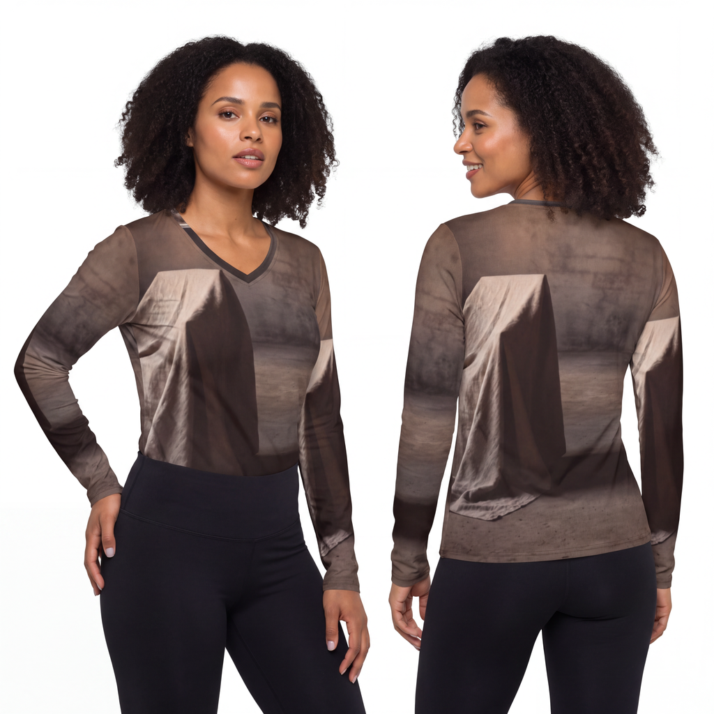 Women's Long Sleeve V-neck Shirt - Draped Silence Still Life...