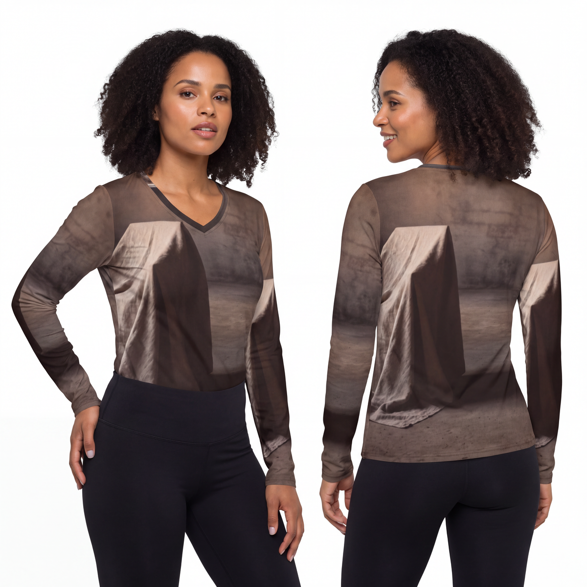 Women's Long Sleeve V-neck Shirt - Draped Silence Still Life...