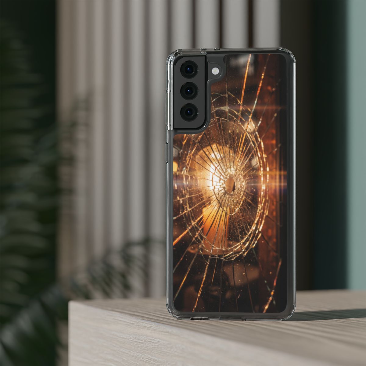 Clear Impact-Resistant Case - Fractured Glow