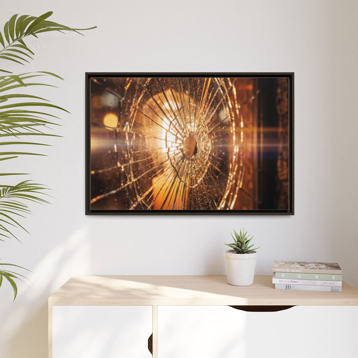 Matte Canvas, Framed - Golden Fractured Art — Espresso /......