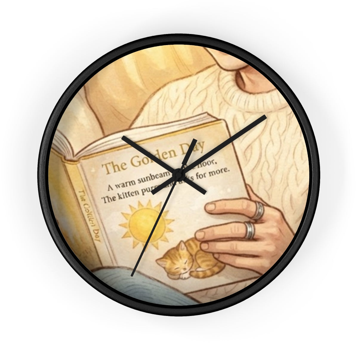 Wall Clock - Golden Storytime Serenity | Echovira Gallery