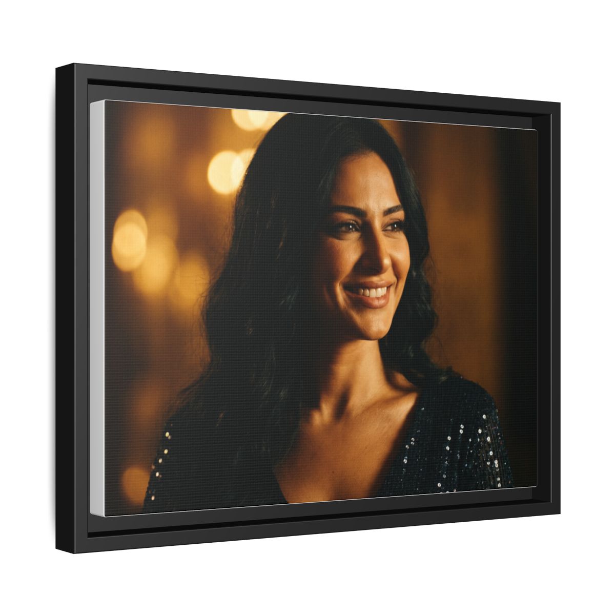 Framed Canvas Art - Golden Glamour — Black / 1.25"