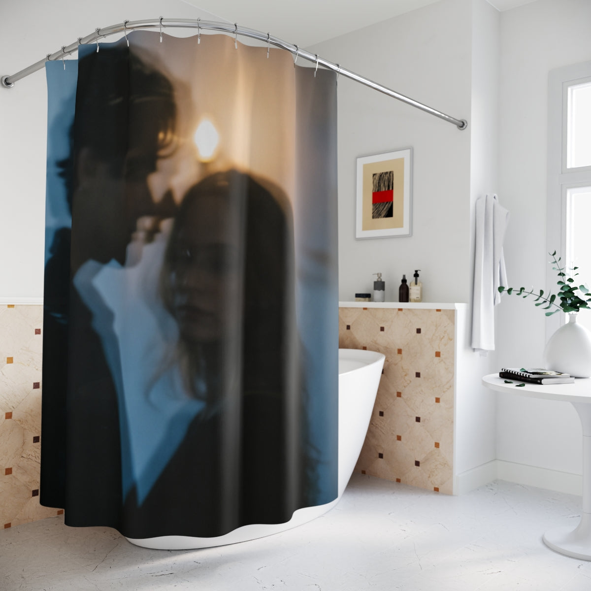 Midnight Reflection Shower Curtain - Moody Bathroom Art |...
