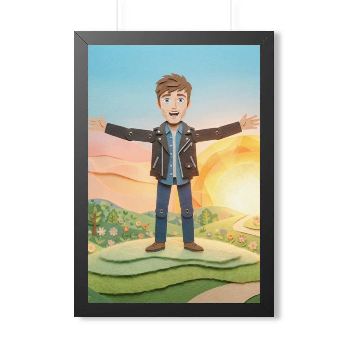 Framed Vertical Poster - Sunny Meadow — Black (11×14, 12×16...